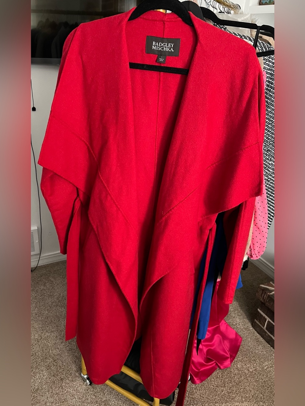 Badgley Mischka Vibrant Red Wrap Coat
